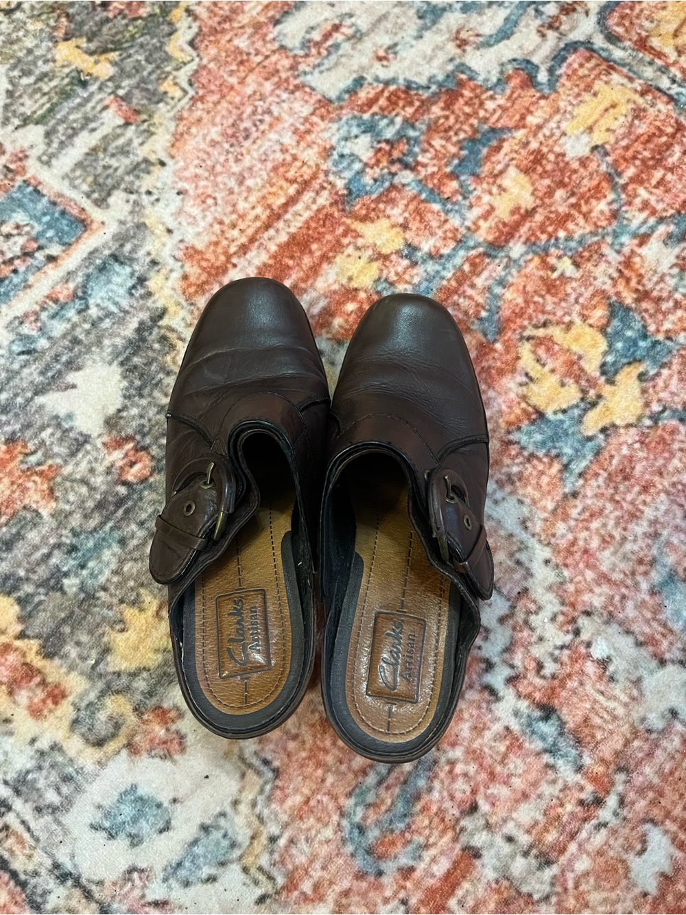 Clarks Men’s Dark Brown Leather Slip-On Loafers with Side Buckle